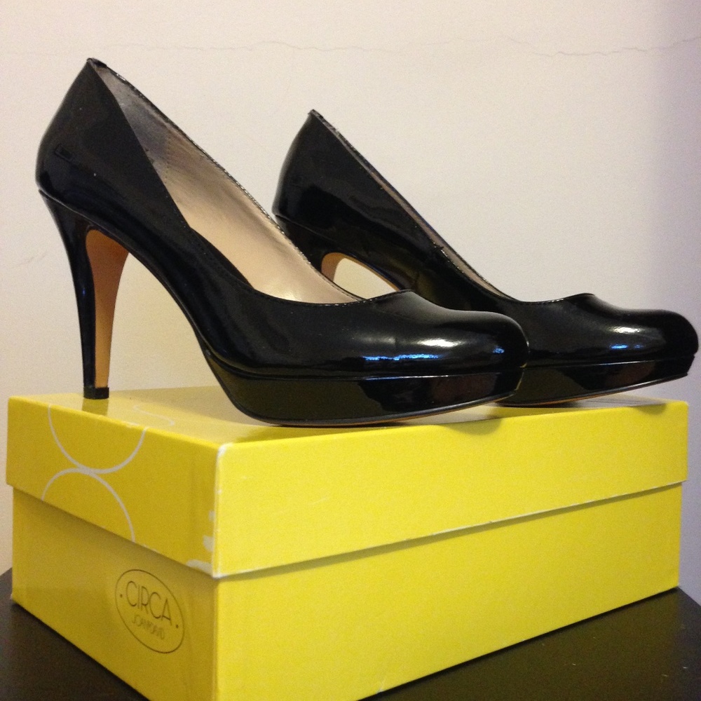 CIRCA Joan & David Black Patent Pumps